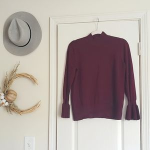 Maroon Bell Sleeve turtle neck Sweater